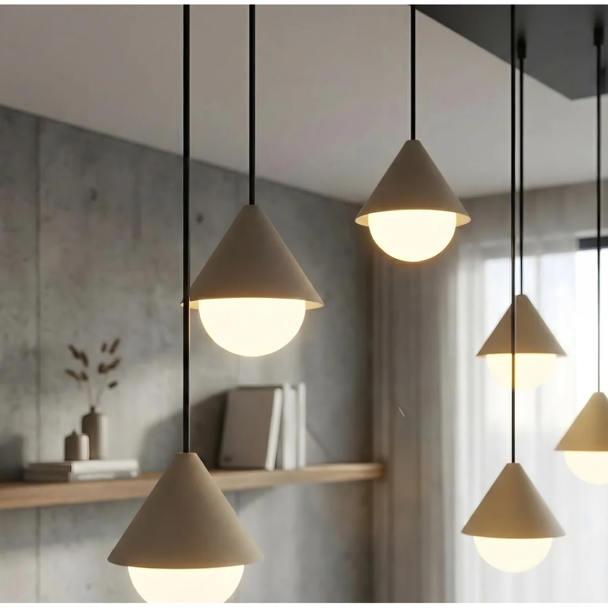 Giro 6 Light Linear Pendant Black & Beige – image 3