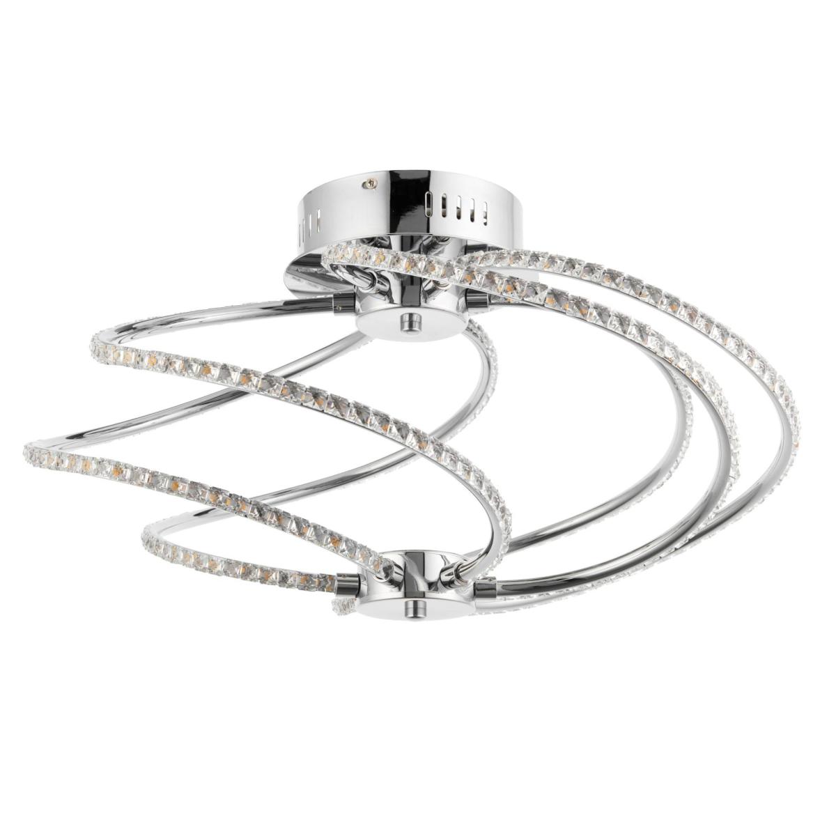 Saros Warm White LED Polished Chrome Semi Flush Ceiling Light with Crystal Detailing – image 3