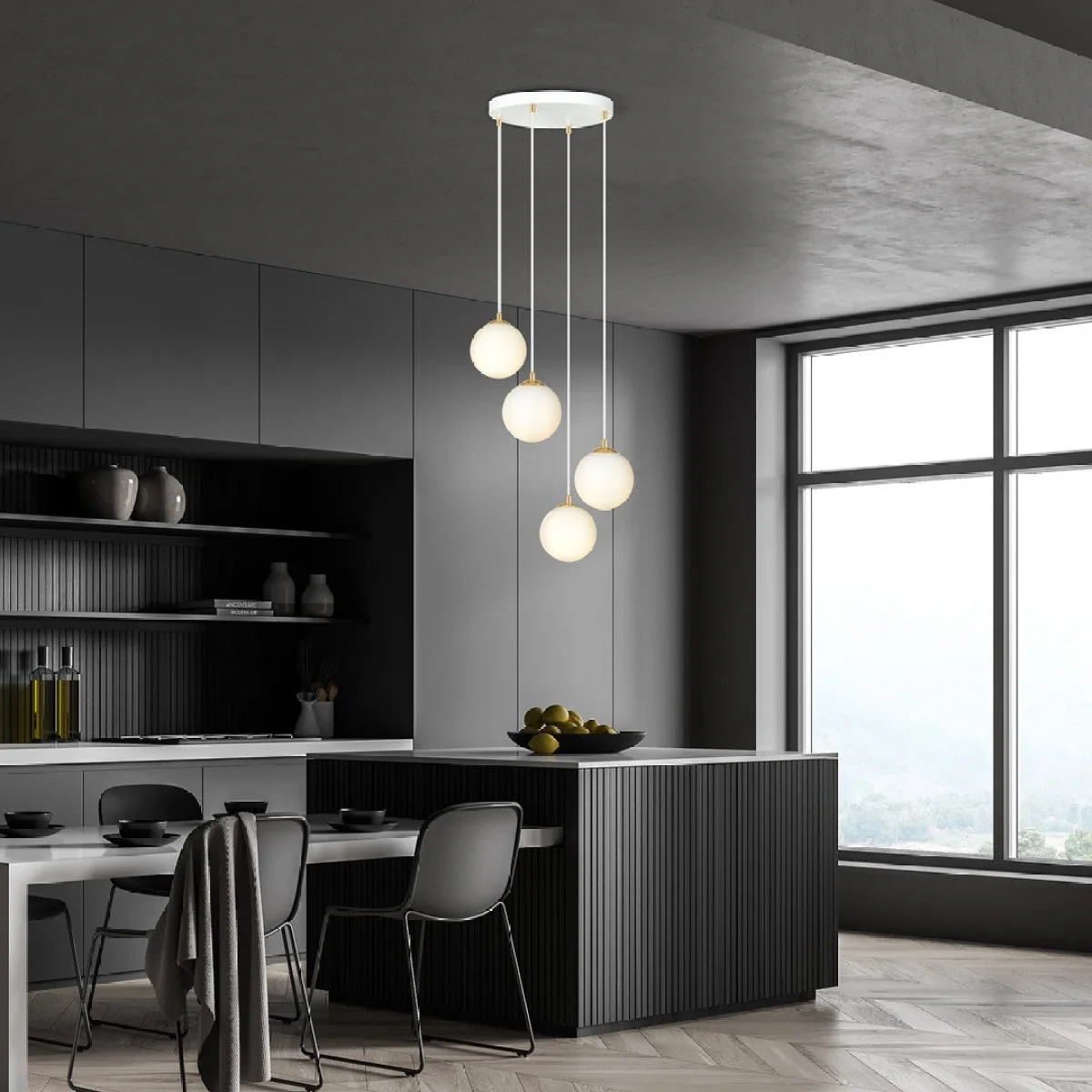Royal 4 Light Pendant White & Gold – image 2