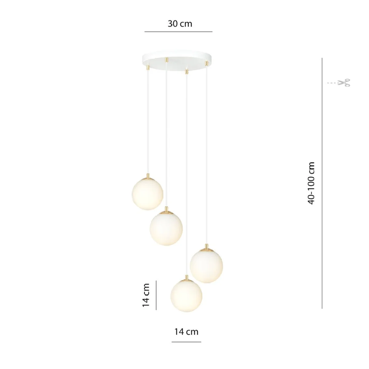 Royal 4 Light Pendant White & Gold – image 9