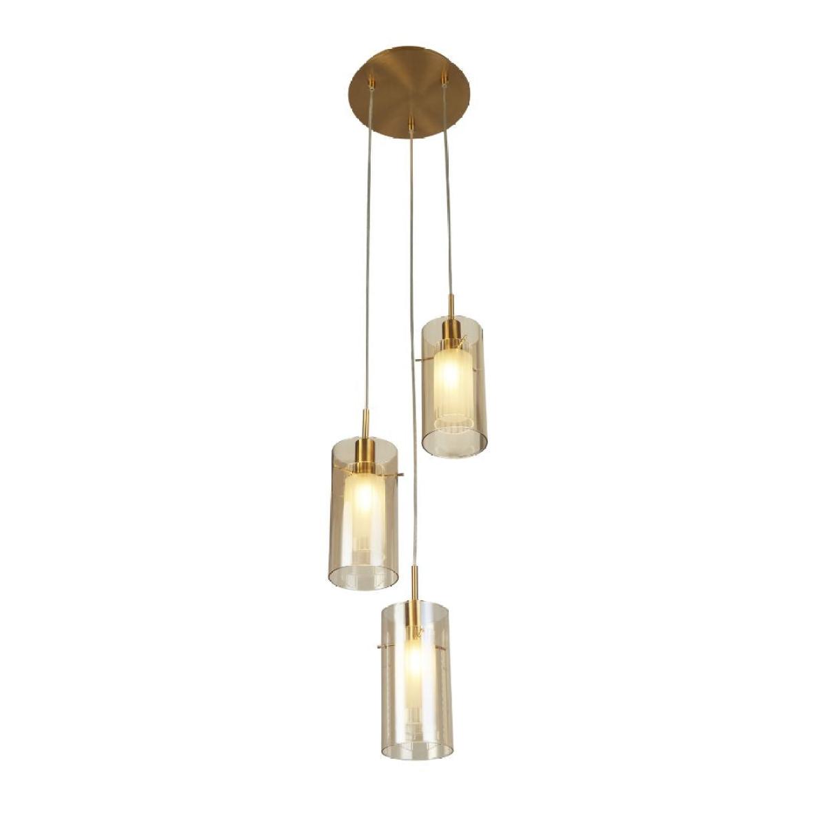 Duo 3 Light Bronze & Champagne Glass Pendant Ceiling Light – image 2