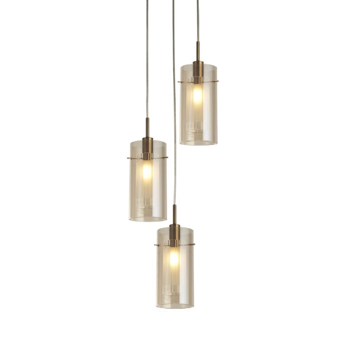 Duo 3 Light Bronze & Champagne Glass Pendant Ceiling Light – image 3
