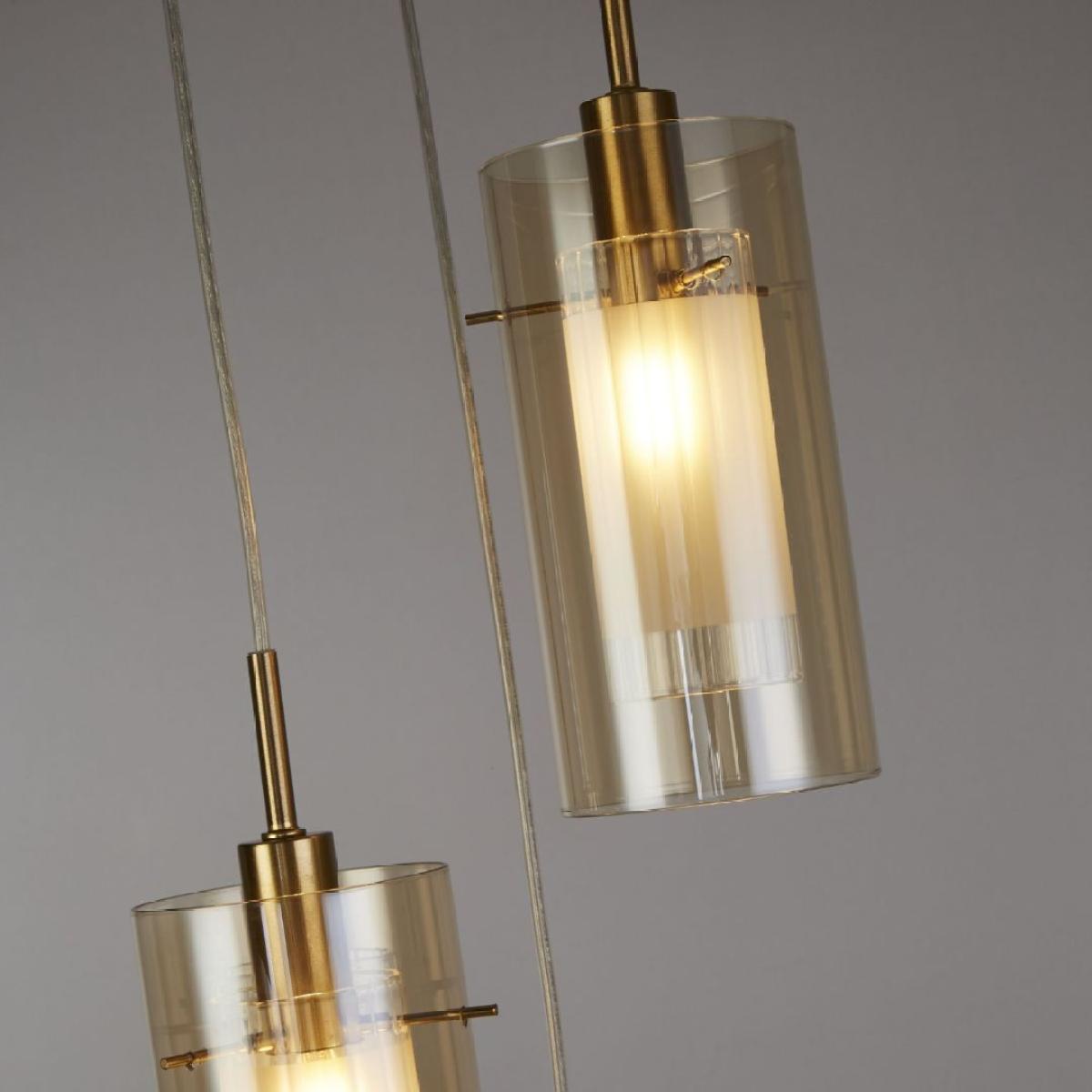 Duo 3 Light Bronze & Champagne Glass Pendant Ceiling Light – image 4
