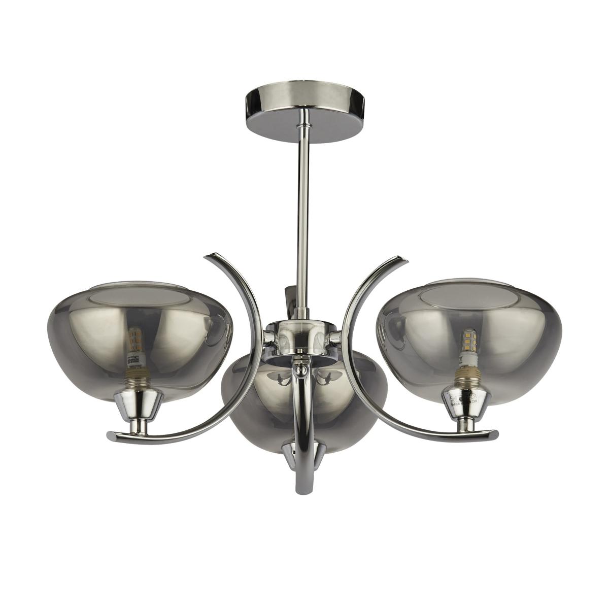 Hansel Semi Flush 3 Light Smoked Glass Ceiling Light – image 2