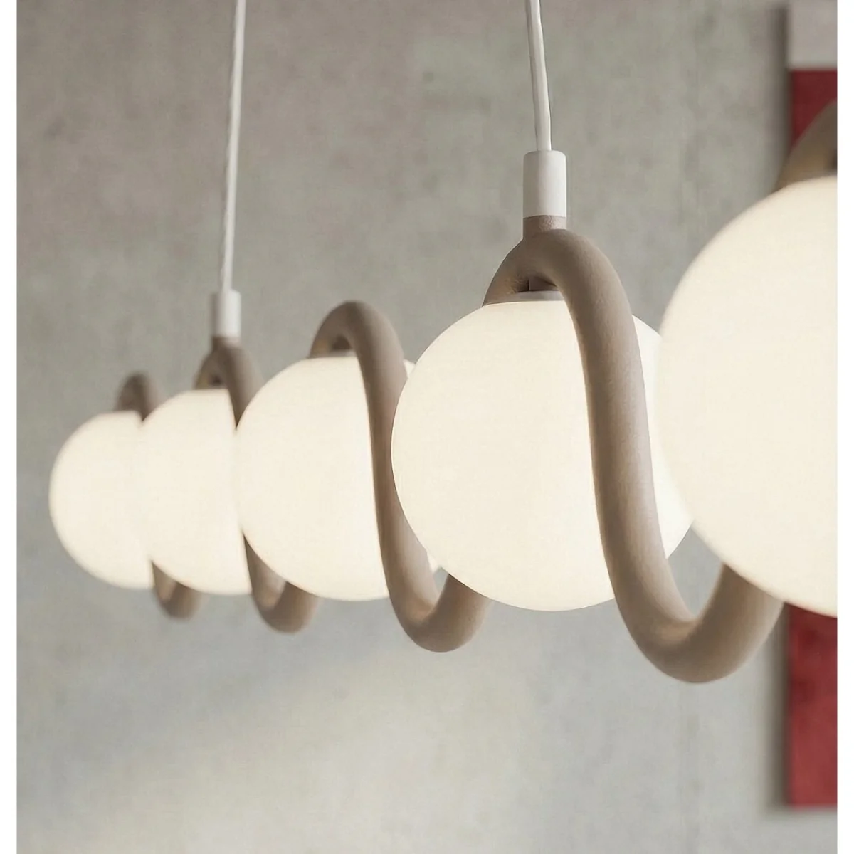 Sinus 5 Light Linear Pendant Beige – image 3