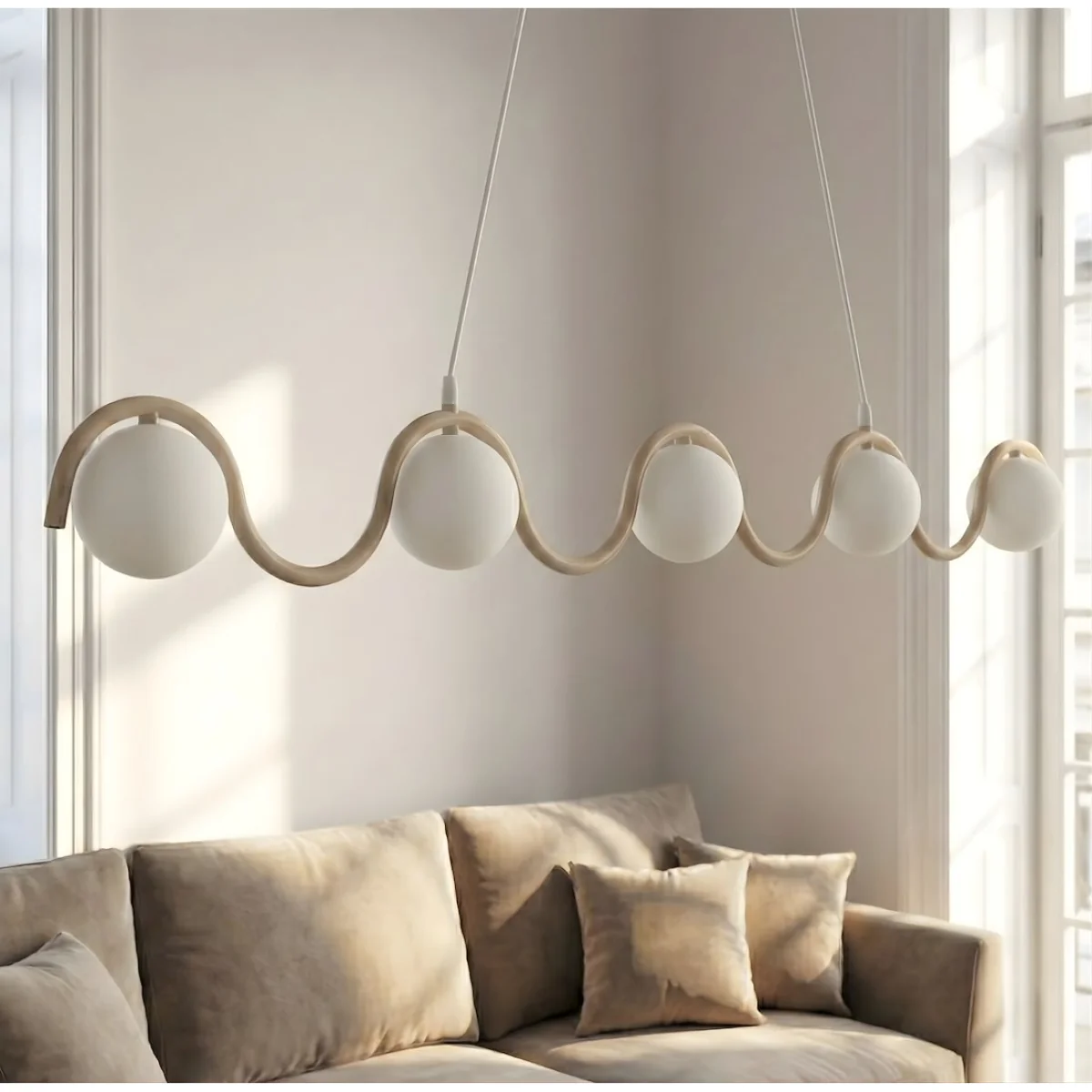 Sinus 5 Light Linear Pendant Beige – image 4