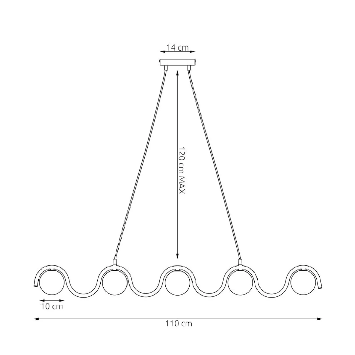 Sinus 5 Light Linear Pendant Beige – image 8