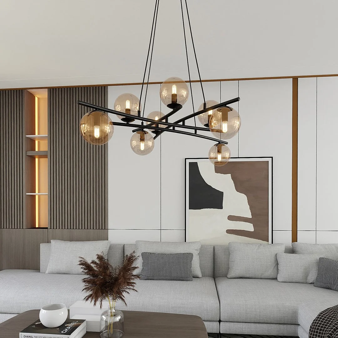 Essa 8 Light Pendant Black & Amber – image 2