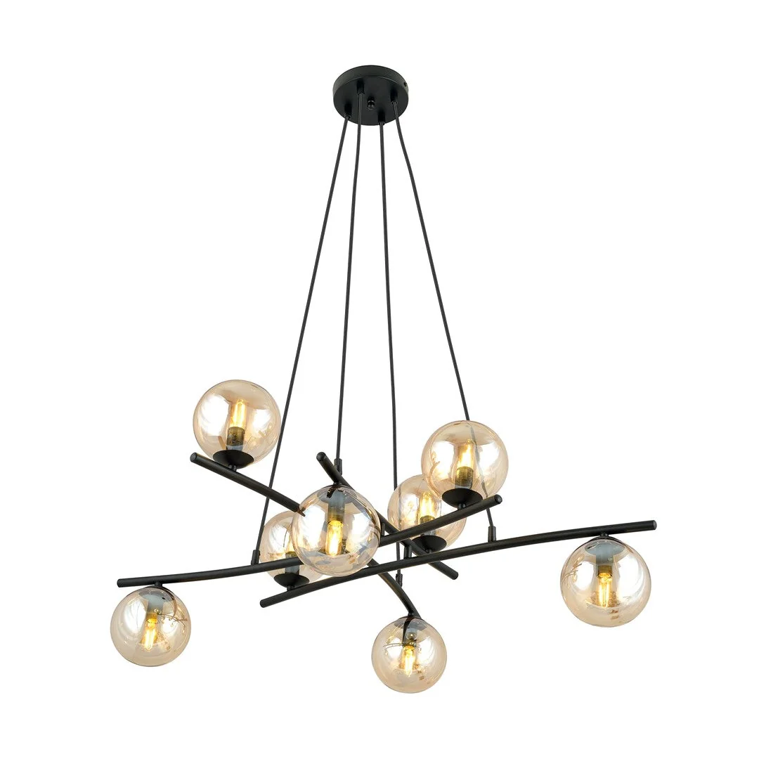 Essa 8 Light Pendant Black & Amber – image 4