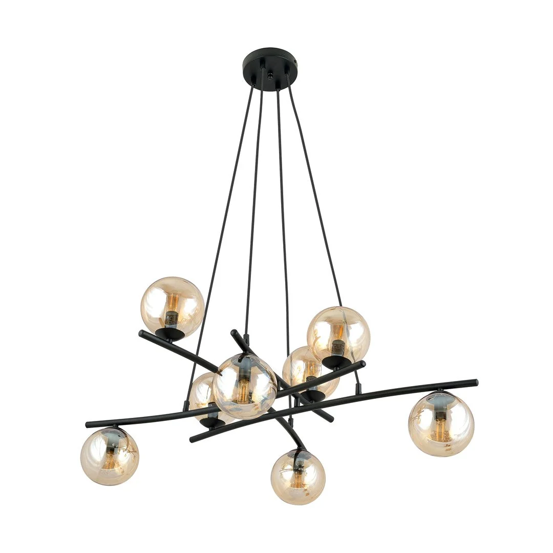 Essa 8 Light Pendant Black & Amber – image 5