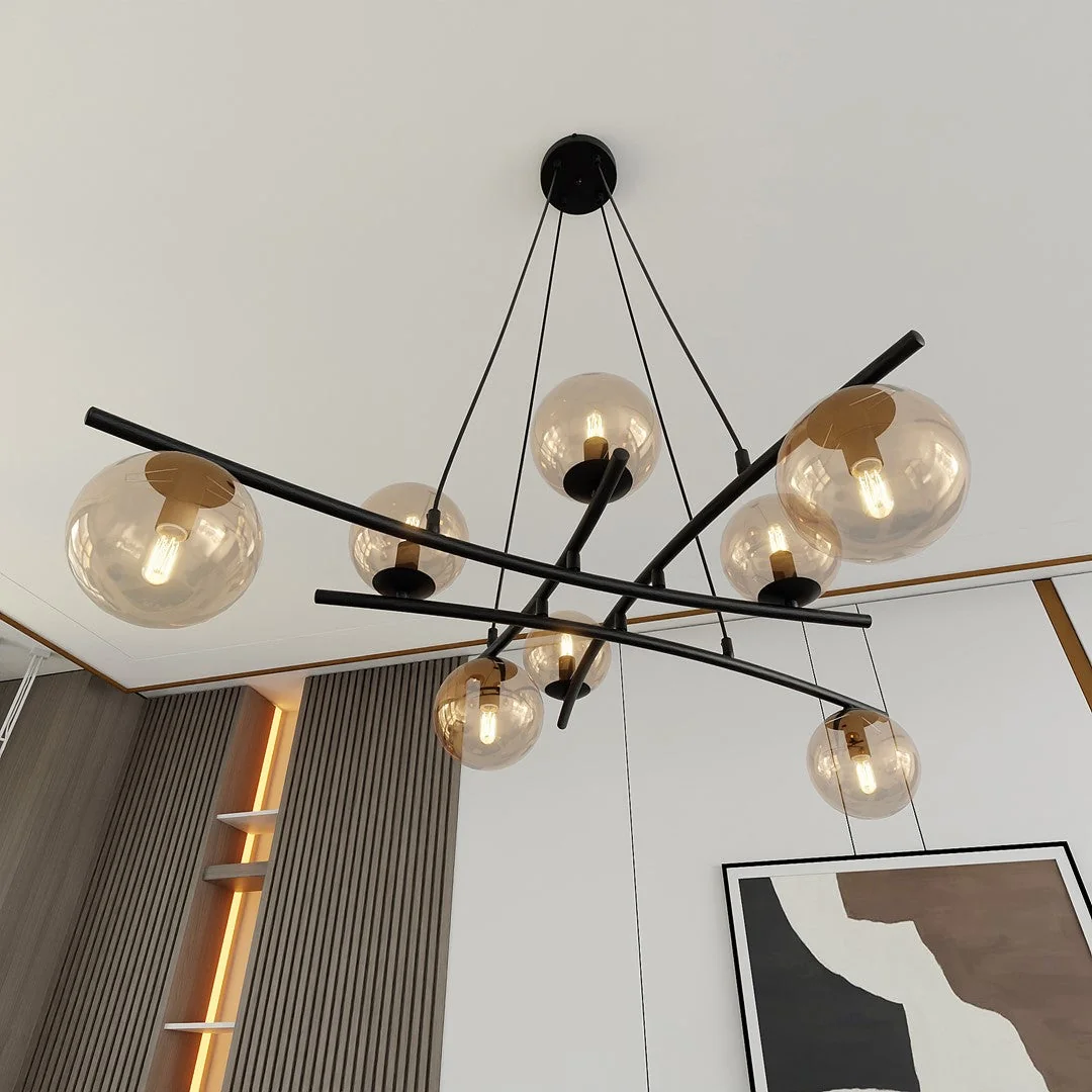 Essa 8 Light Pendant Black & Amber – image 7