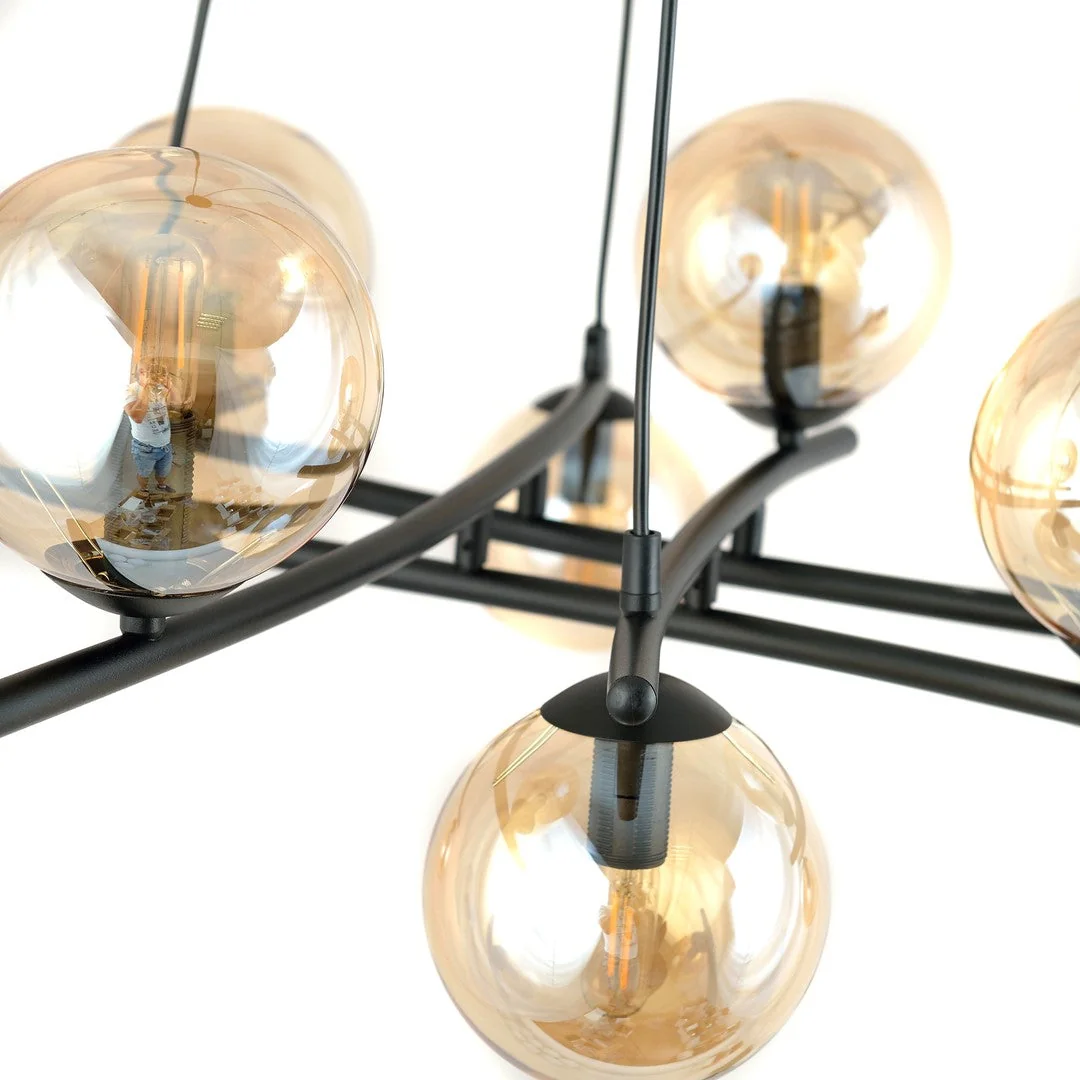 Essa 8 Light Pendant Black & Amber – image 9