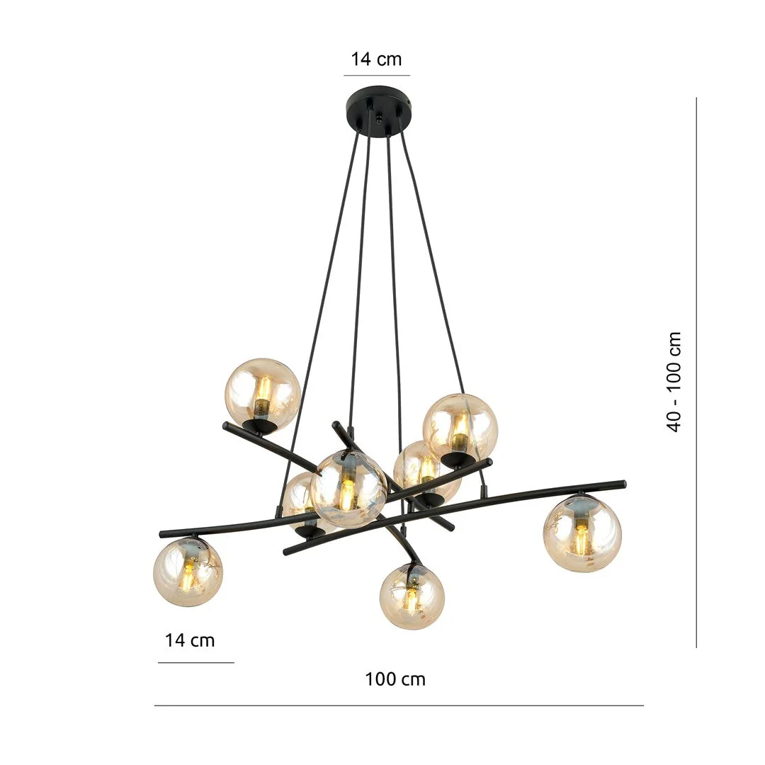 Essa 8 Light Pendant Black & Amber – image 10