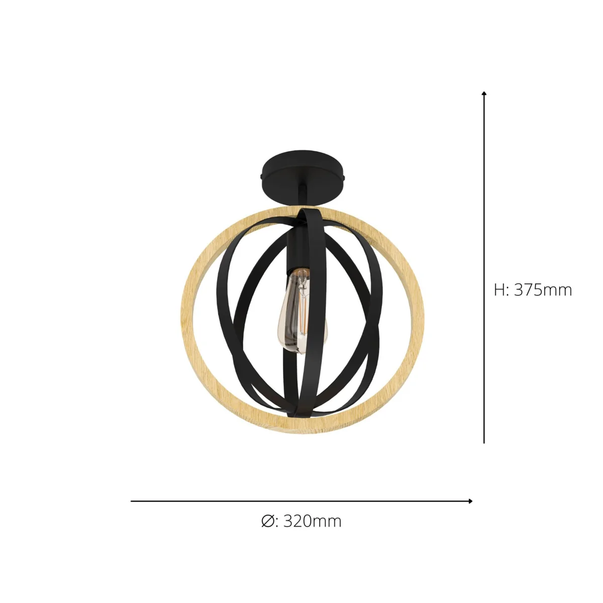 Basildon Black Semi-Flush Ceiling Light – image 3