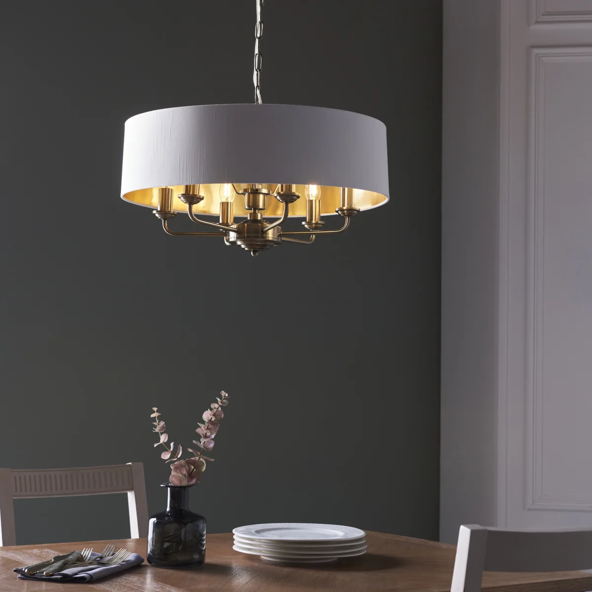 Highclere 6 Light Pendant Antique Brass – image 1