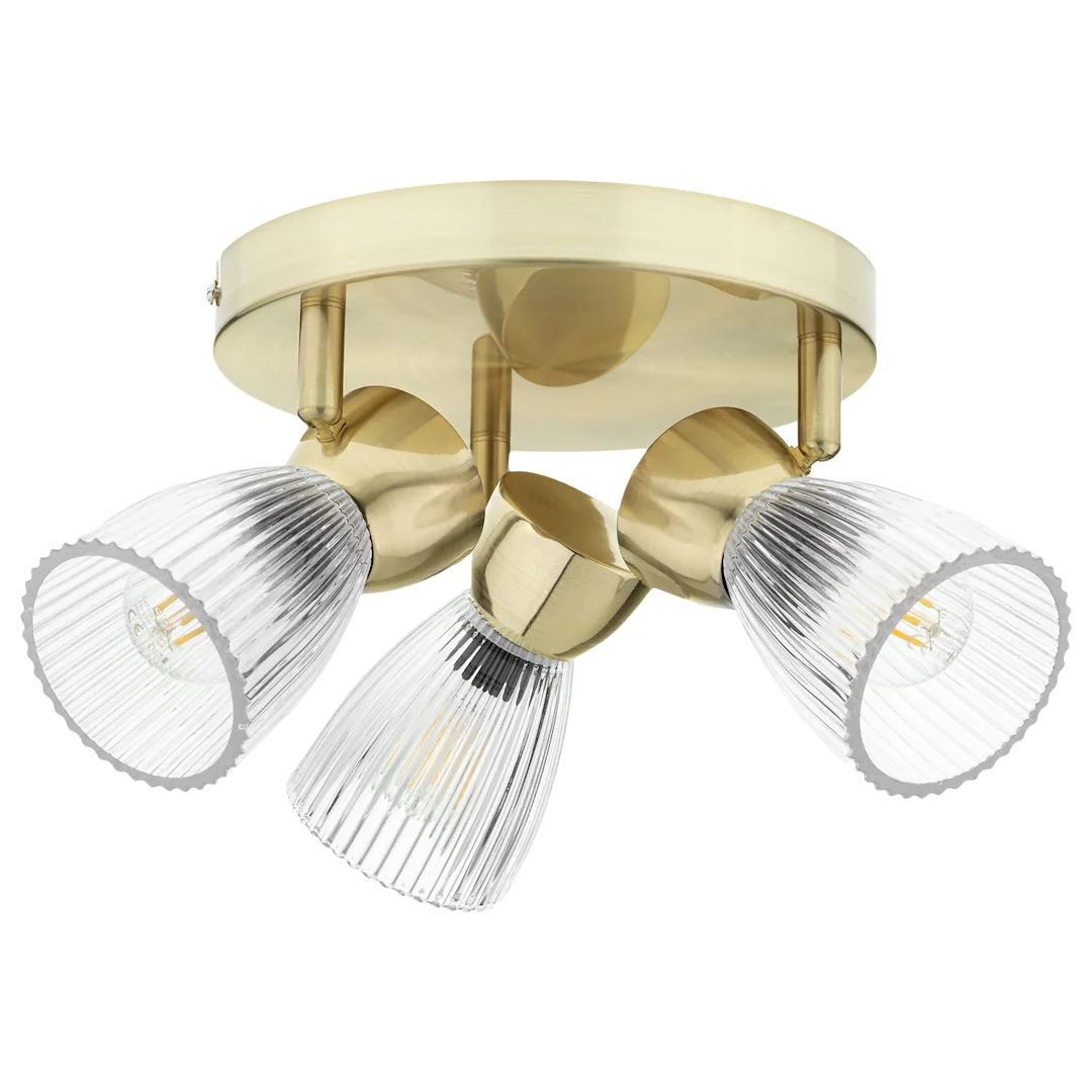 Best Gold 3 Light Round Glass Ceiling Light – image 2