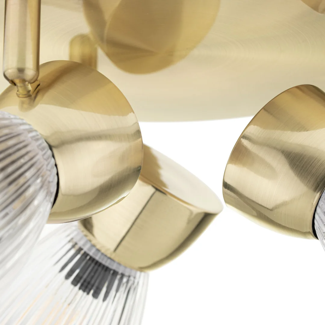 Best Gold 3 Light Round Glass Ceiling Light – image 4