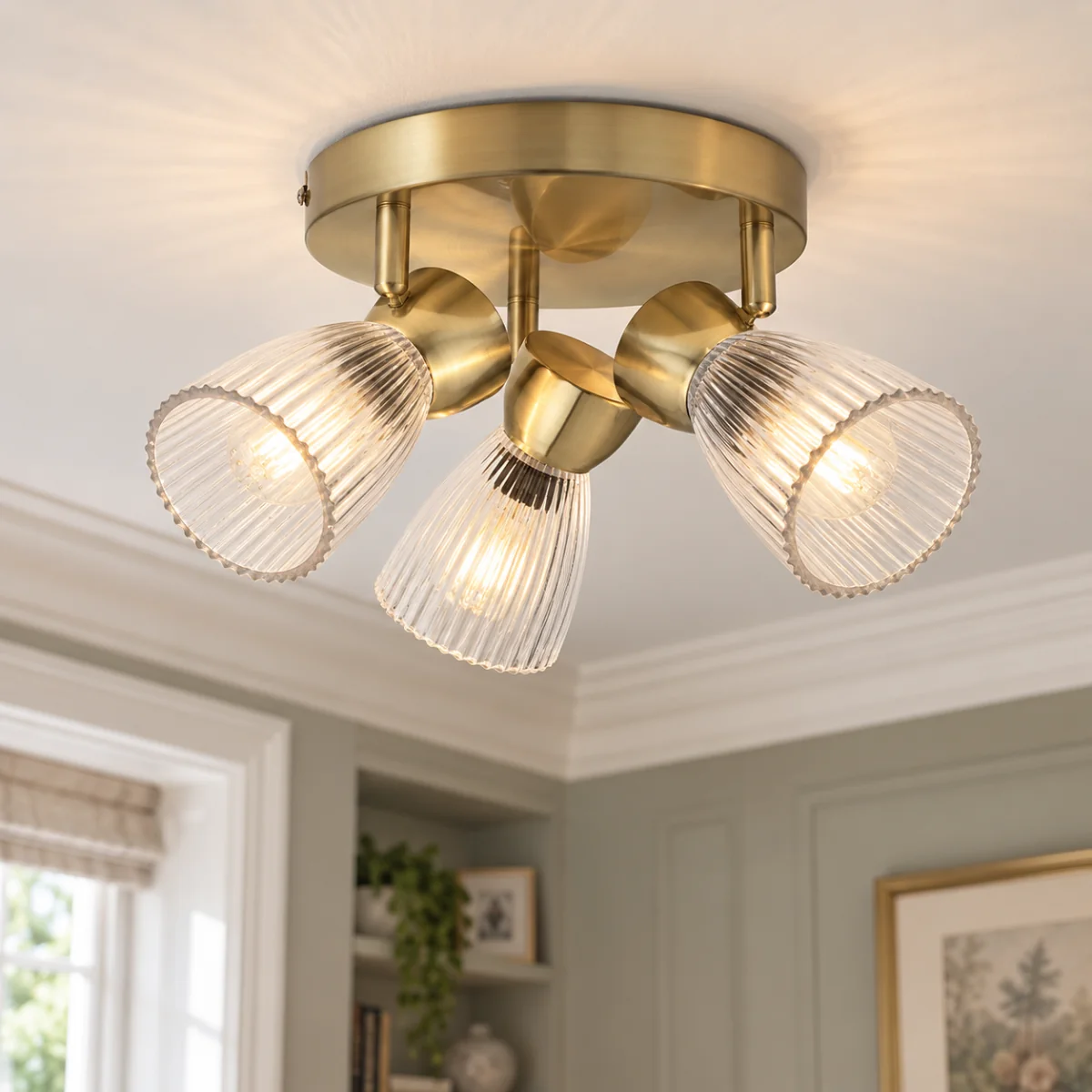 Best Gold 3 Light Round Glass Ceiling Light – image 1