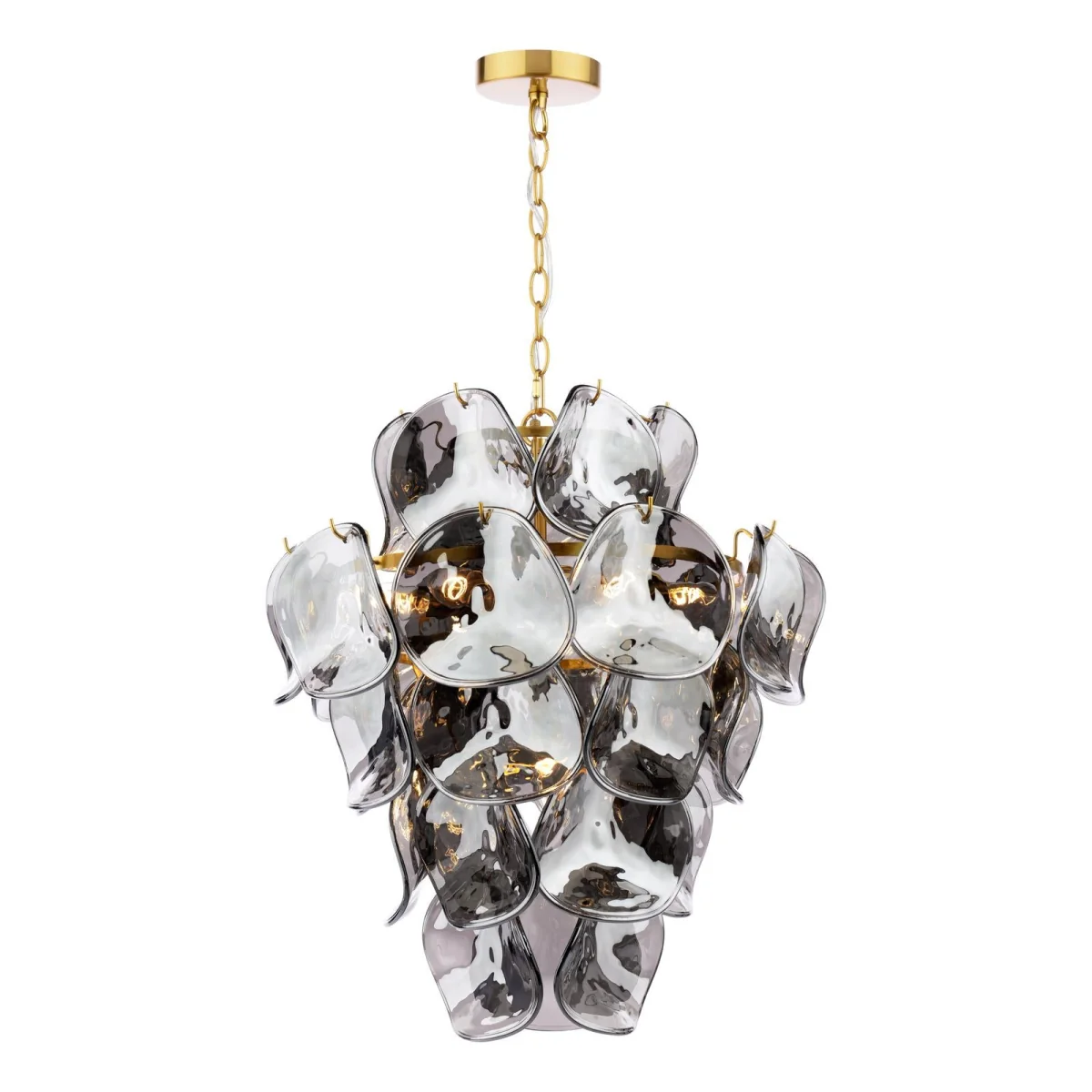 Genoa 8 Light Pendant Natural Brass and Smoked Glass – image 2