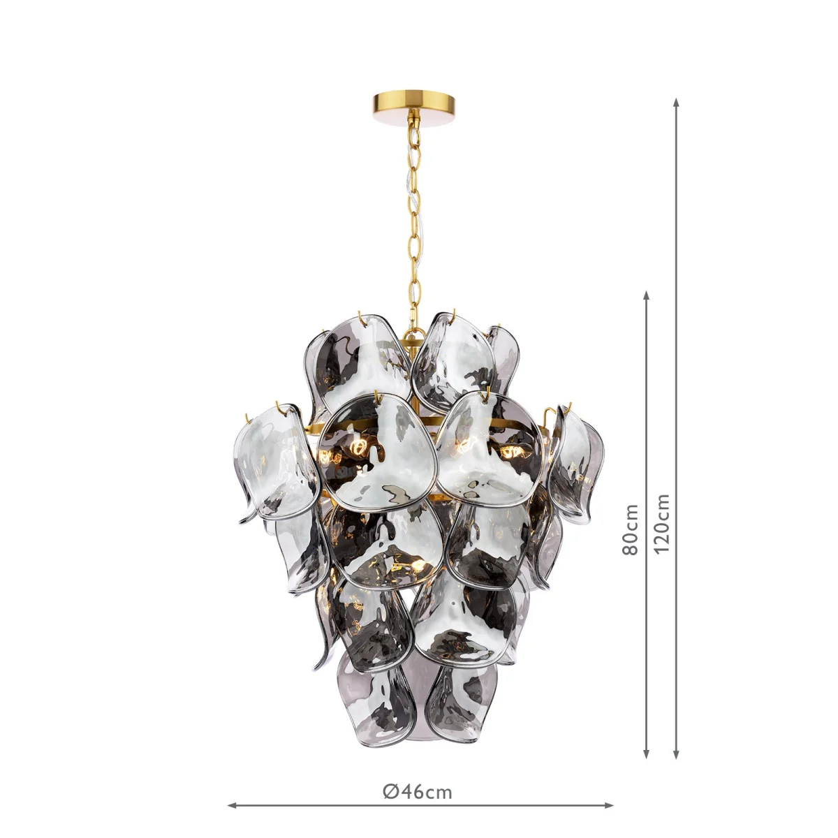 Genoa 8 Light Pendant Natural Brass and Smoked Glass – image 11