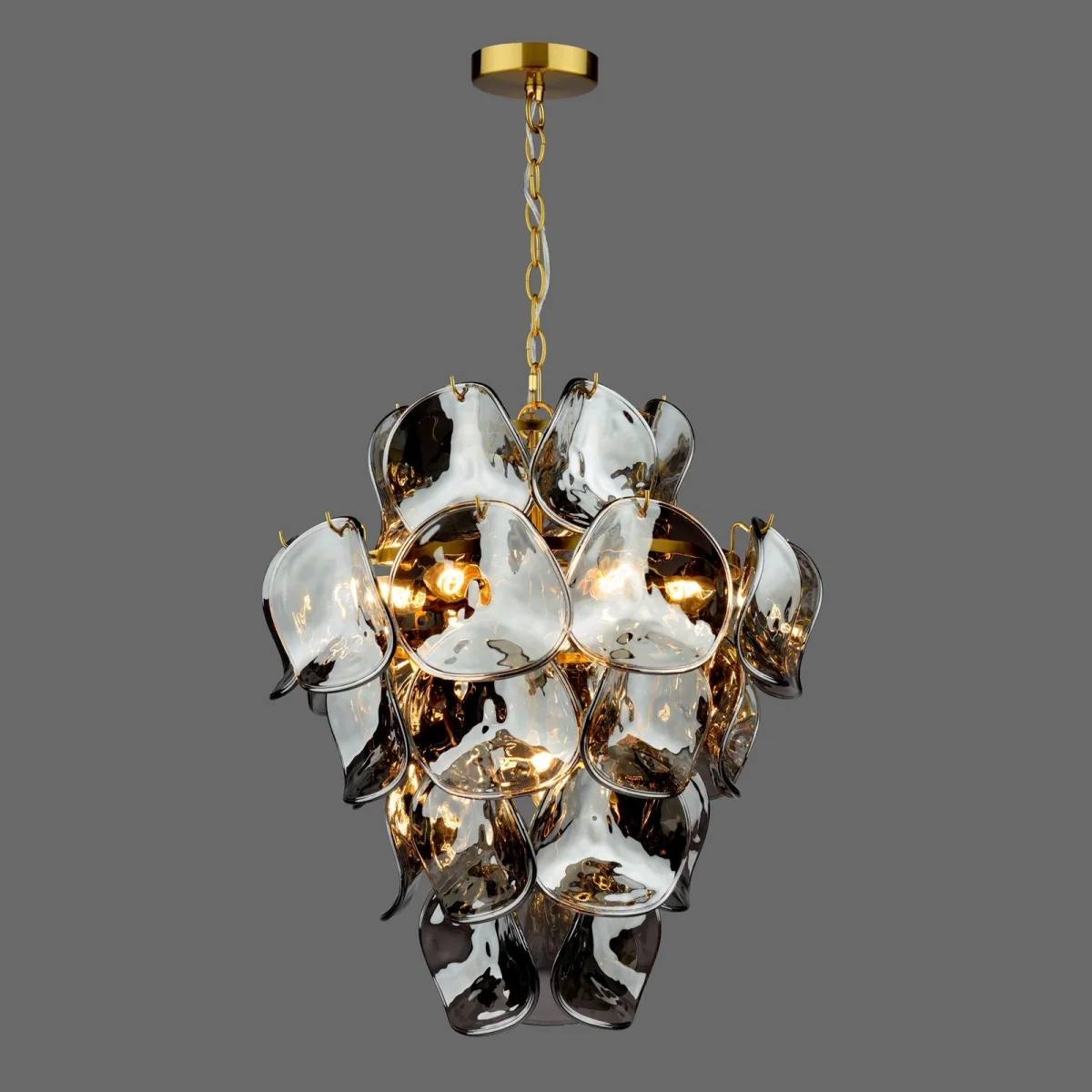Genoa 8 Light Pendant Natural Brass and Smoked Glass – image 6