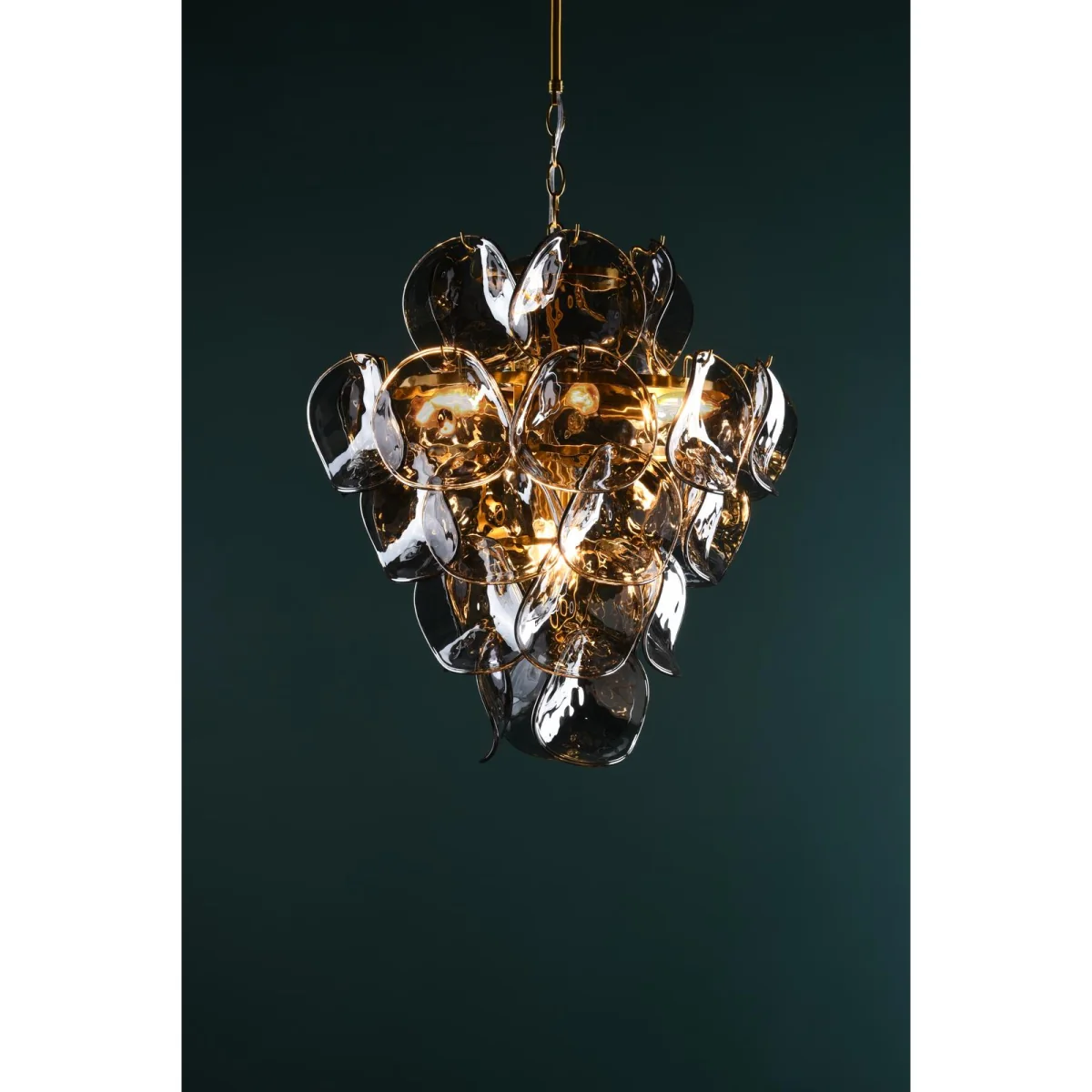Genoa 8 Light Pendant Natural Brass and Smoked Glass – image 7
