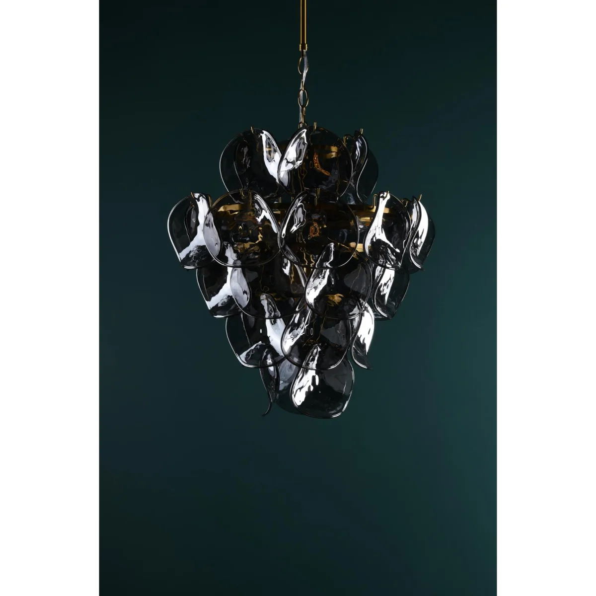 Genoa 8 Light Pendant Natural Brass and Smoked Glass – image 8