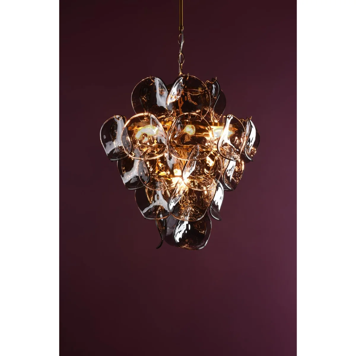 Genoa 8 Light Pendant Natural Brass and Smoked Glass – image 9