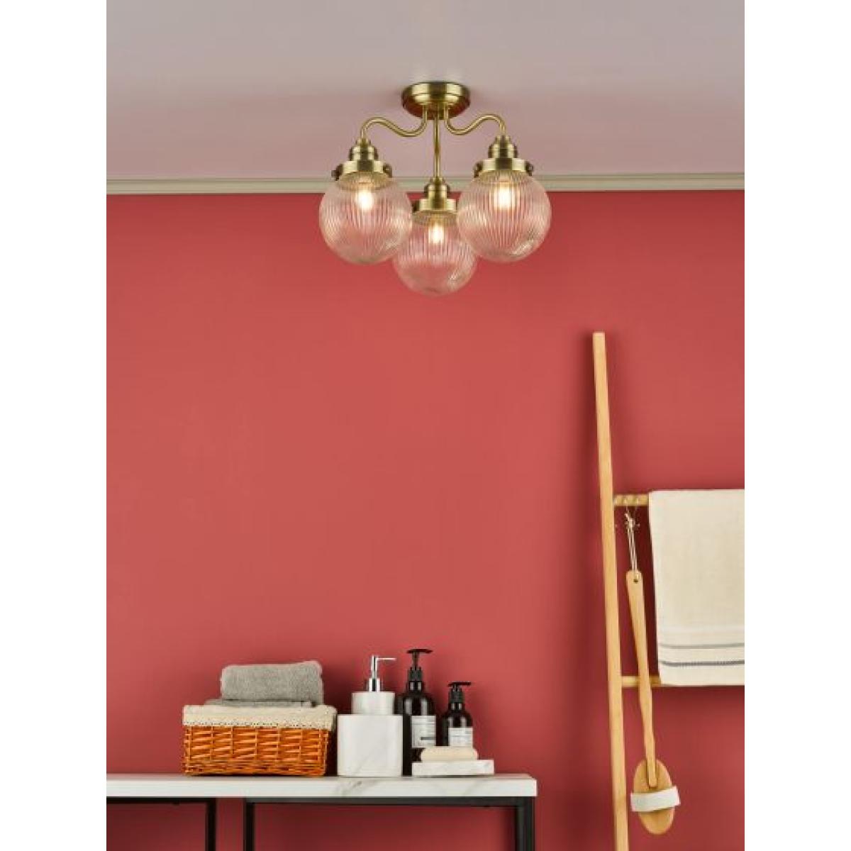 Tamara 3 Semi Flush Antique Brass Ceiling Light IP44 – image 4