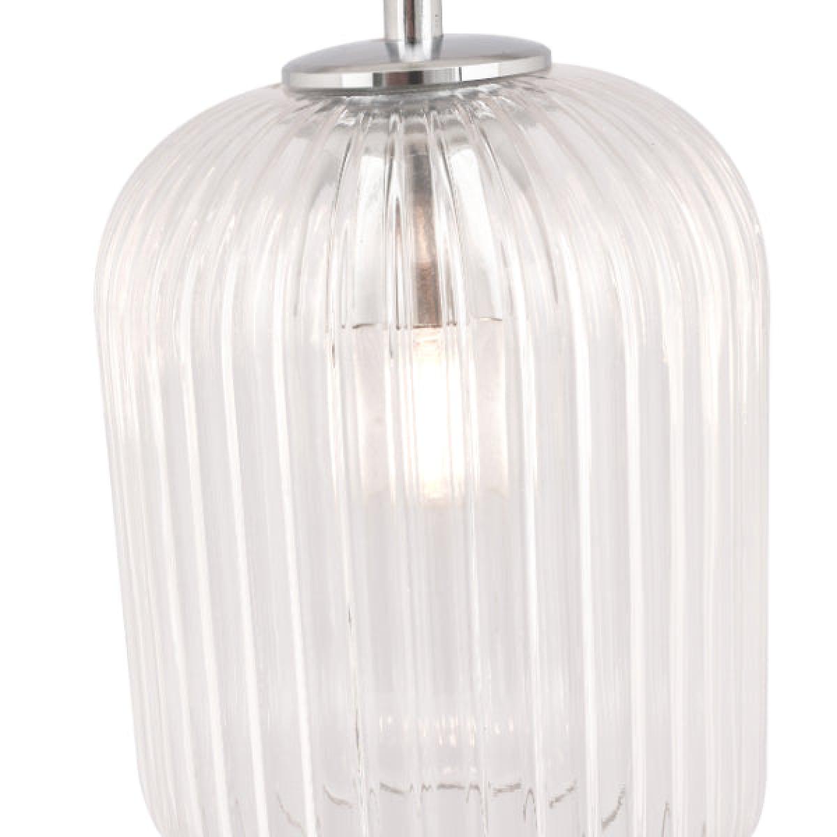 Alessia Ribbed Glass & Silver Ceiling Pendant – image 4