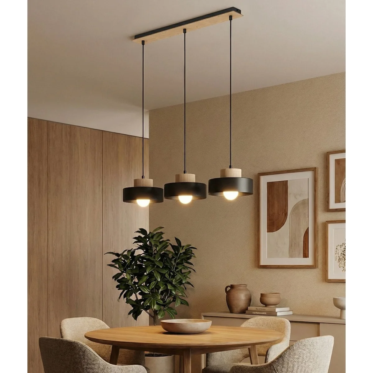 Kivi 3 Light Linear Pendant Black – image 5
