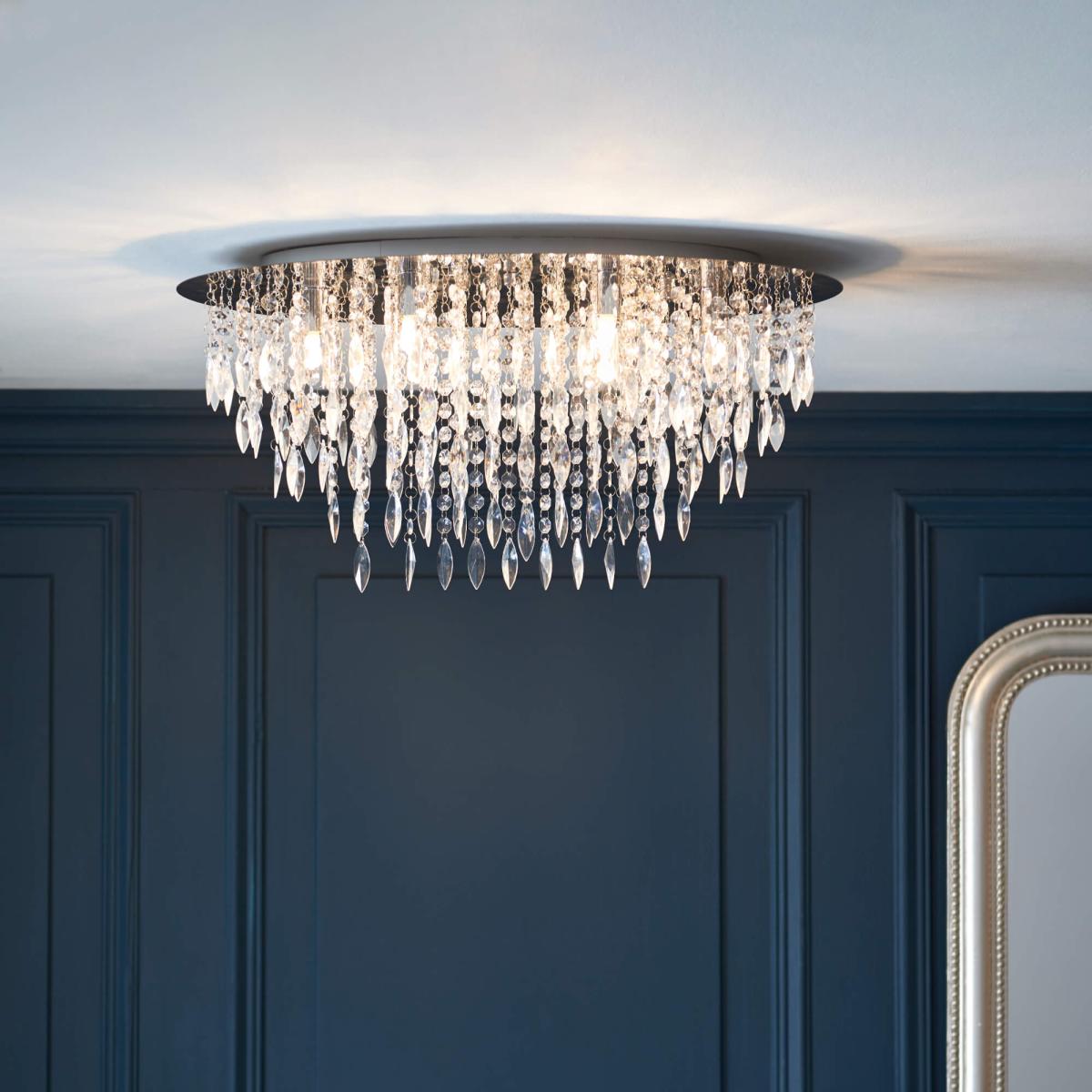 Winona Large Crystal Flush Ceiling Light – image 1