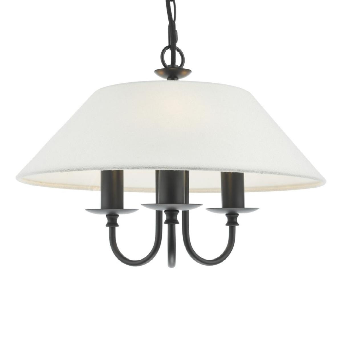 Sivan 3 Light Matte Black Pendant with White Shade – image 4