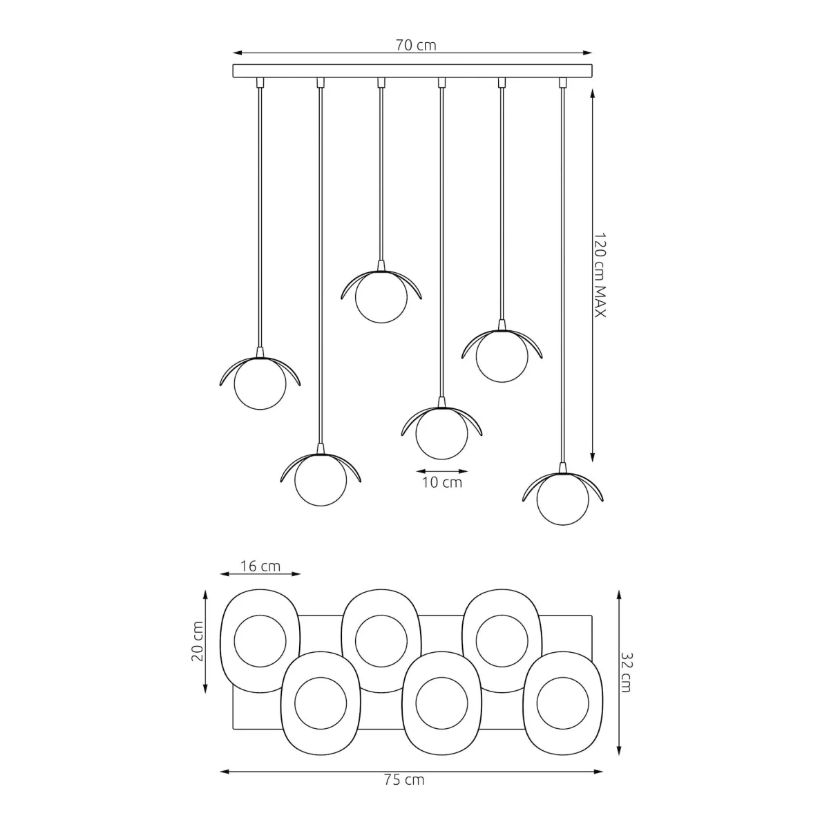 Ritual 6 Light Linear Pendant Beige – image 11