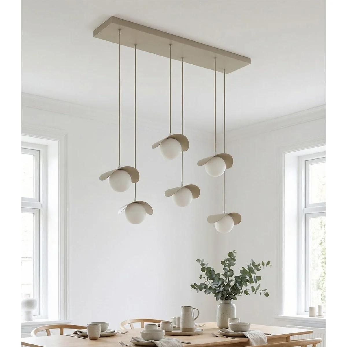 Ritual 6 Light Linear Pendant Beige – image 4