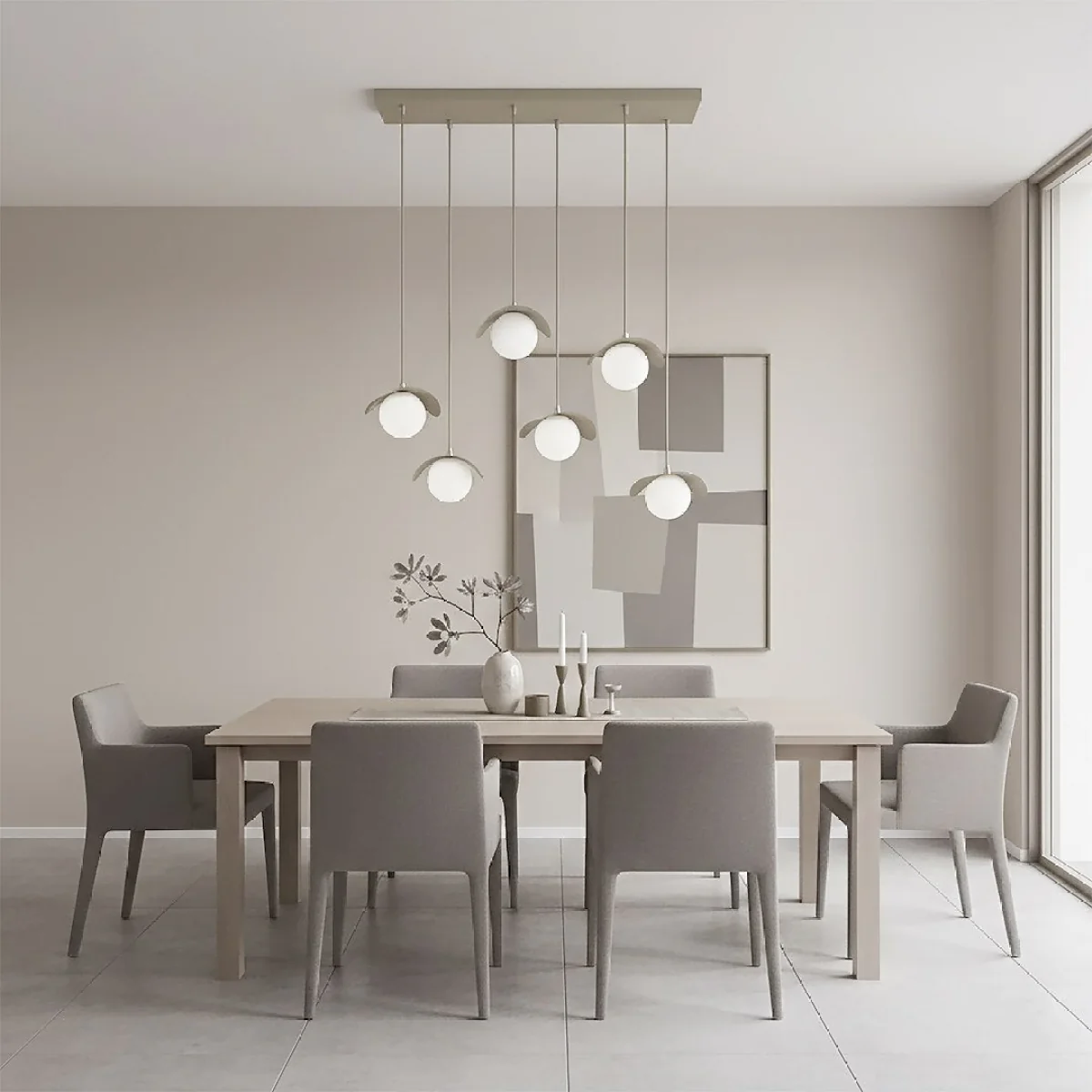 Ritual 6 Light Linear Pendant Beige – image 7