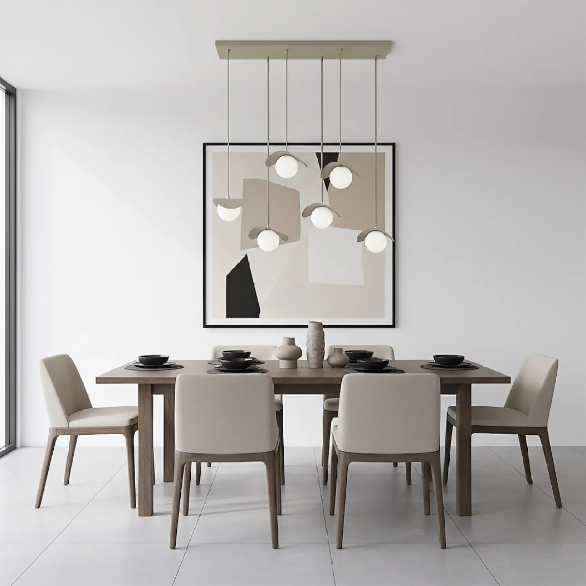 Ritual 6 Light Linear Pendant Beige – image 8