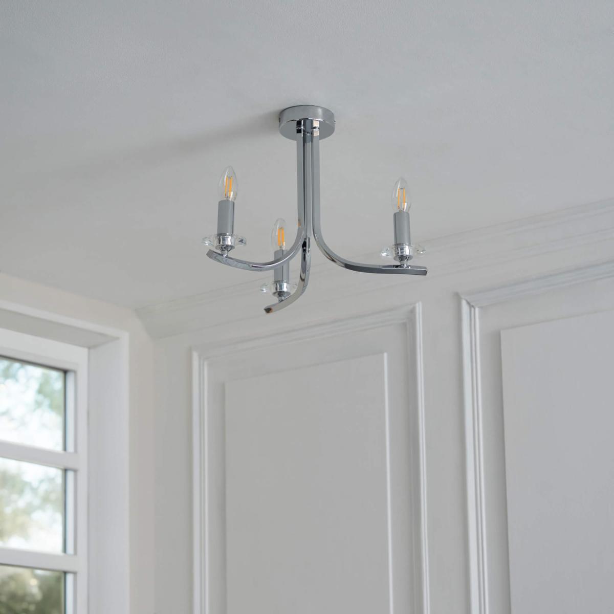 Morden Satin Nickel Semi-Flush Ceiling Light – image 2