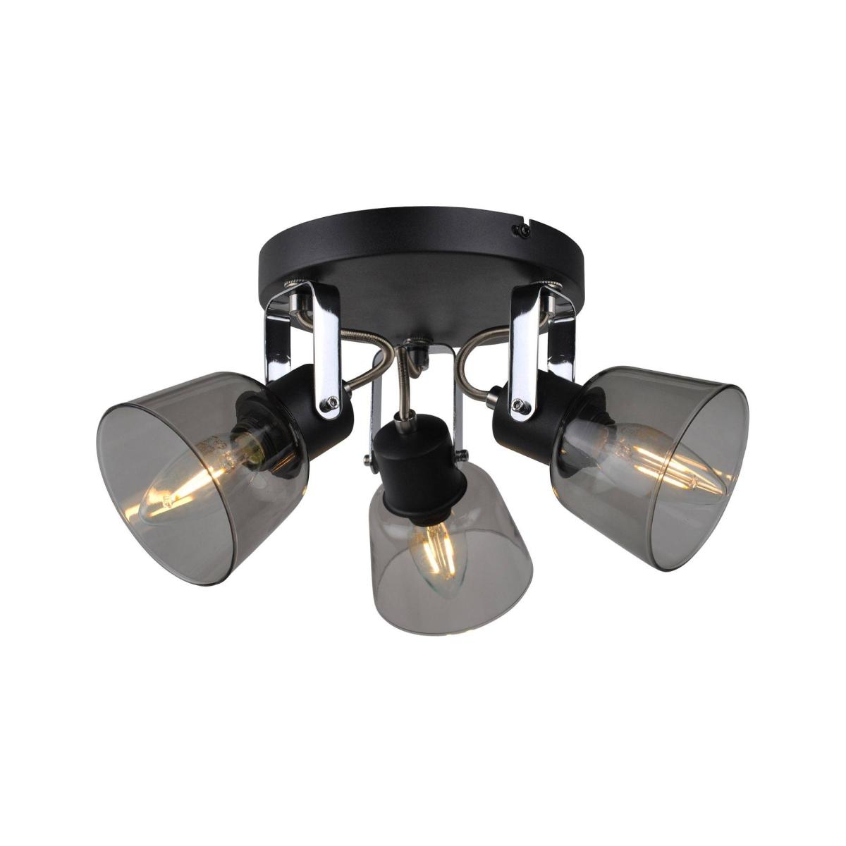 Zach Black 3 Light Spotlight Plate with Glass Shade – image 2