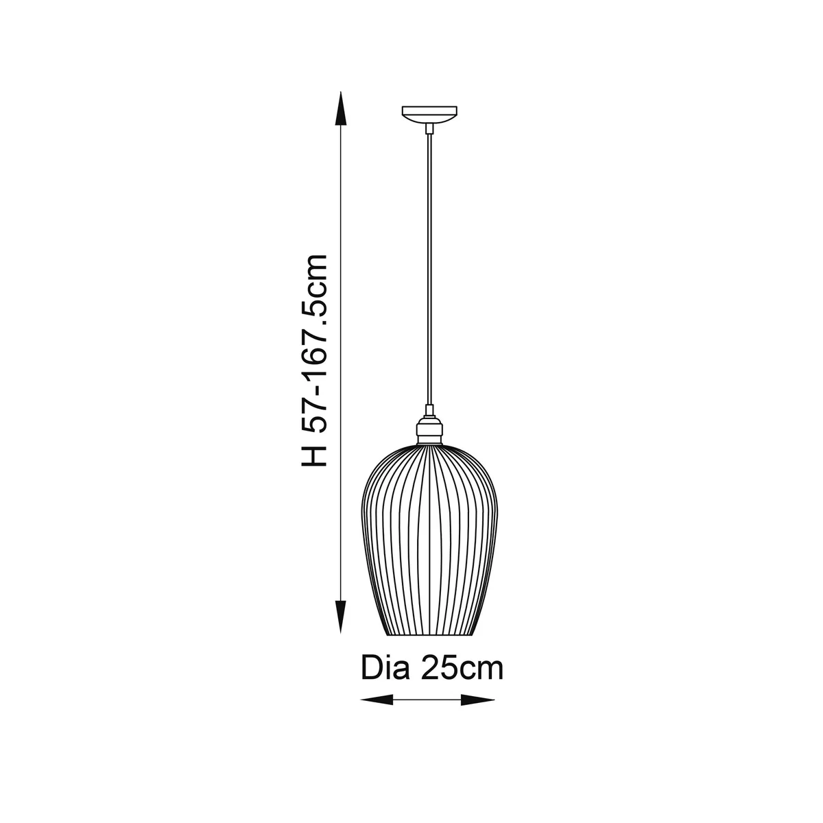 Ribbed Large Pendant Bright Nickel – image 7