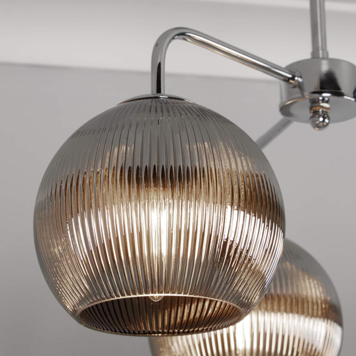 Hamblin 3 Light Chrome and Smoked Glass Semi-Flush Ceiling Light – image 3