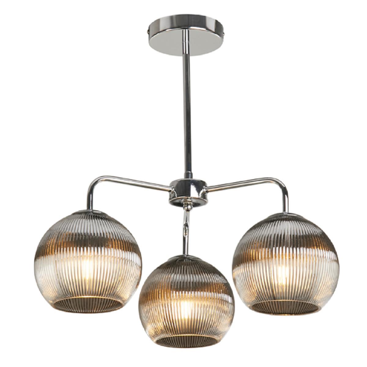 Hamblin 3 Light Chrome and Smoked Glass Semi-Flush Ceiling Light – image 4