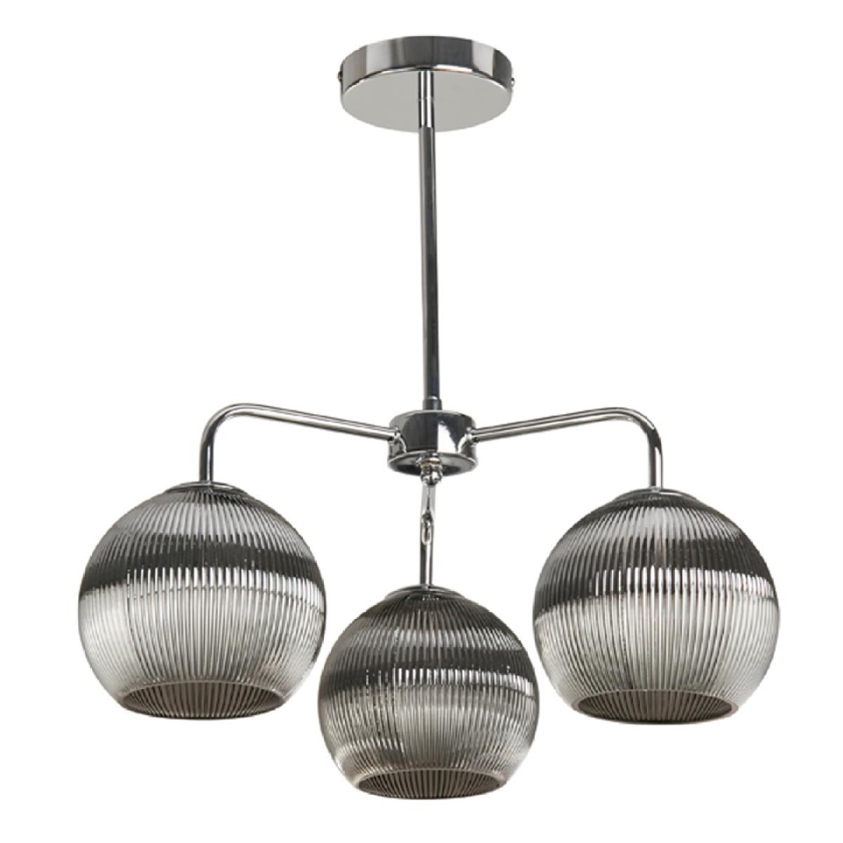 Hamblin 3 Light Chrome and Smoked Glass Semi-Flush Ceiling Light – image 5