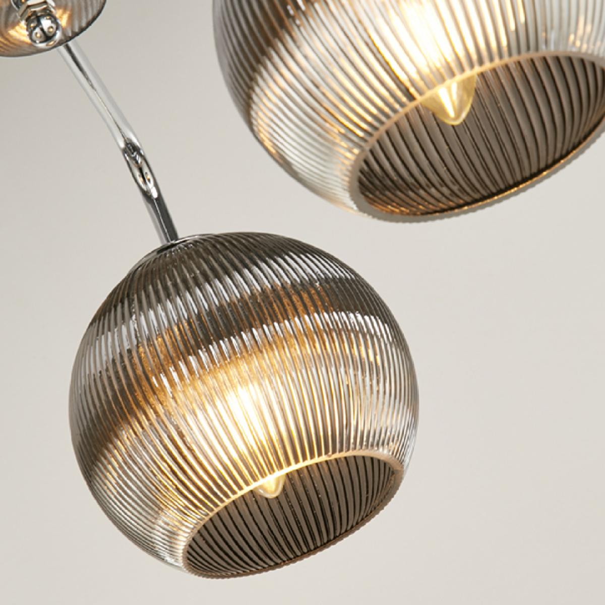 Hamblin 3 Light Chrome and Smoked Glass Semi-Flush Ceiling Light – image 6