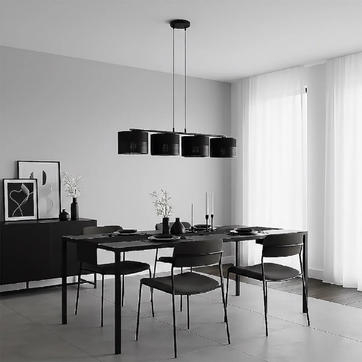 Karbon 4 Light Linear Pendant Black – image 3