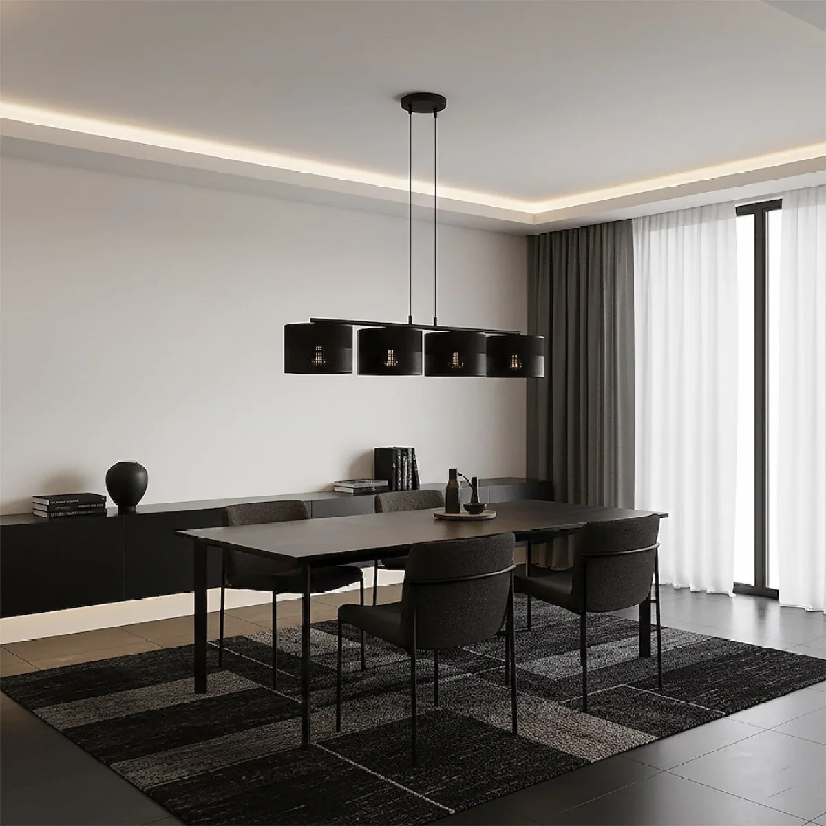 Karbon 4 Light Linear Pendant Black – image 5