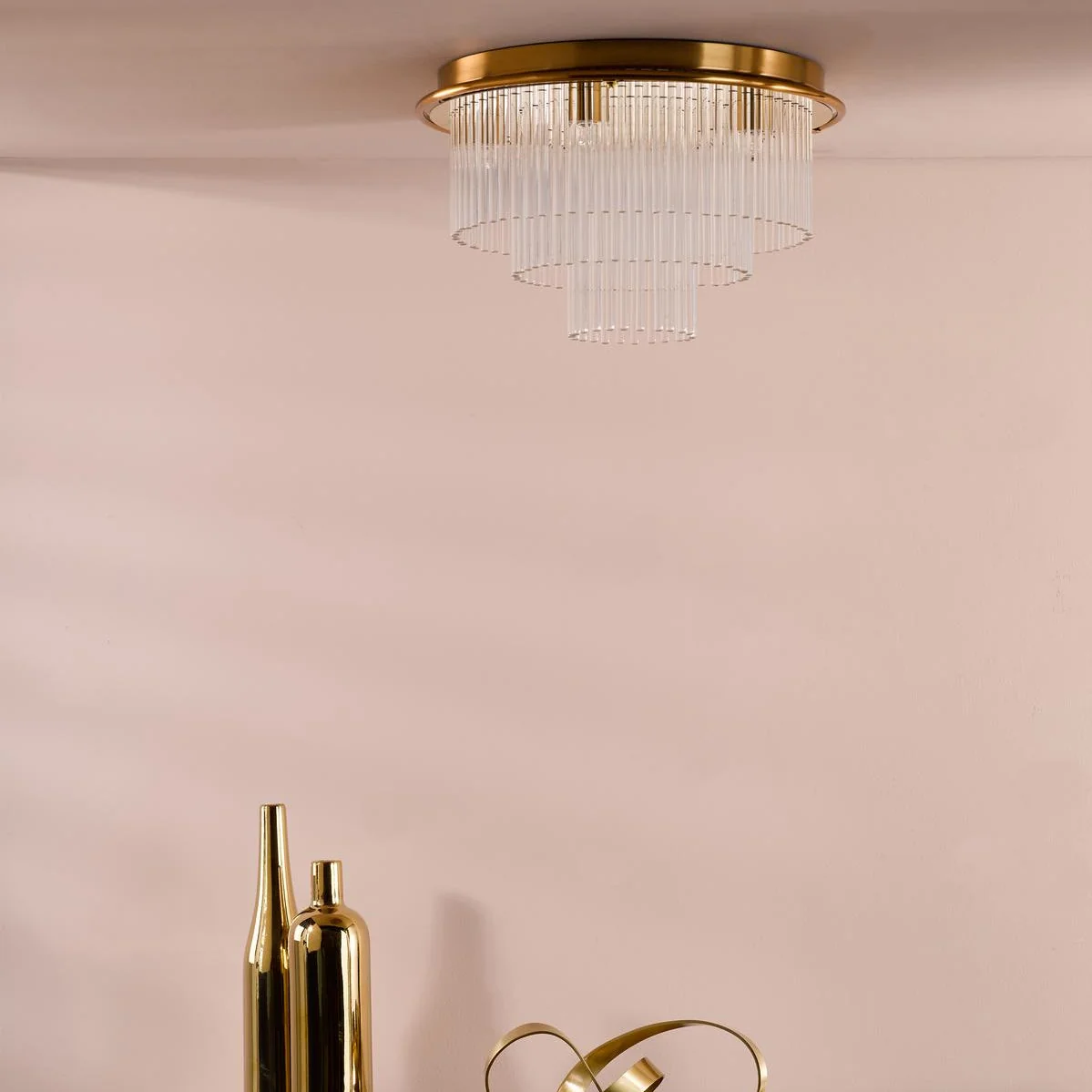 Lukas 6 Light Flush Antique Gold and Glass – image 2