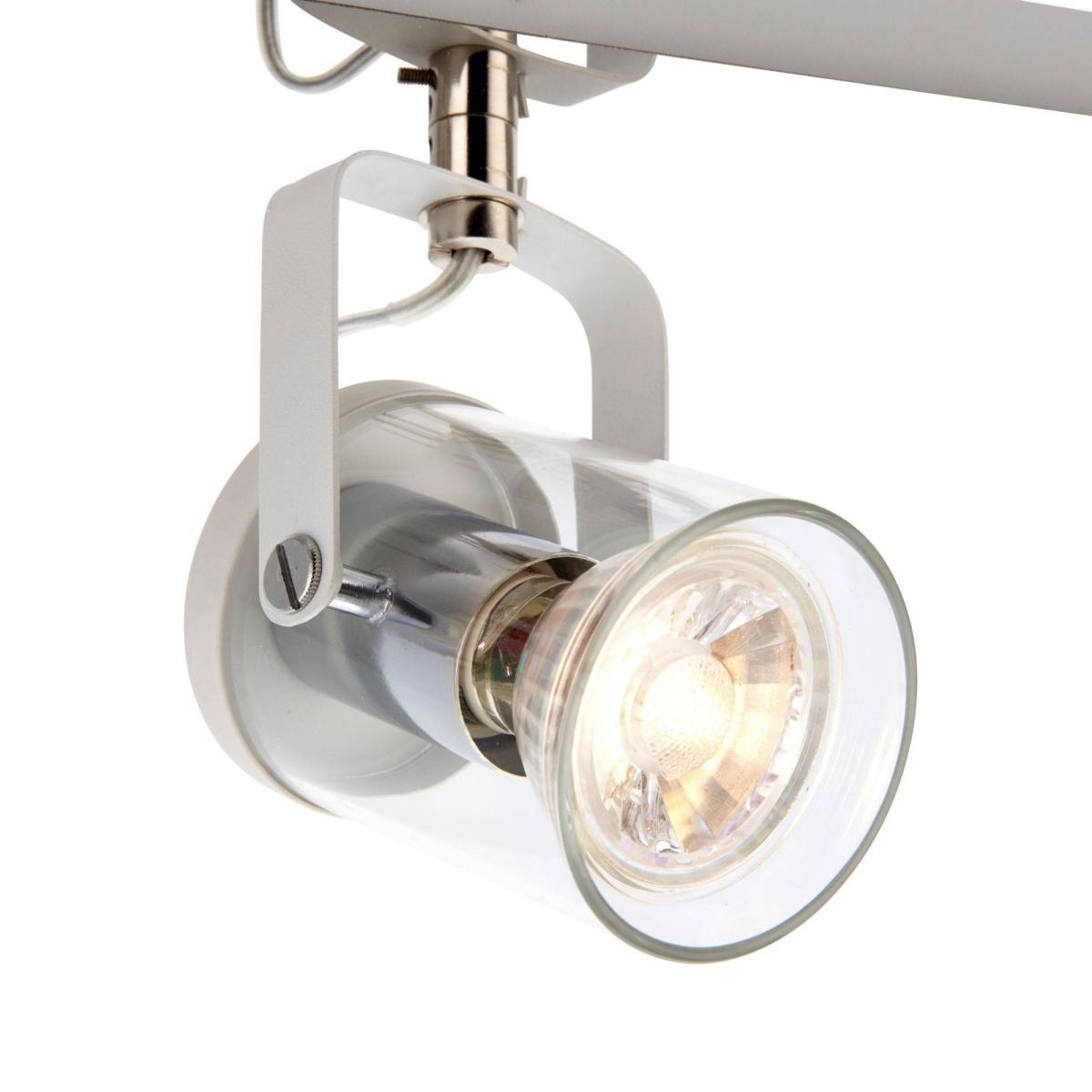 Errol 3 Light Polished Chrome and White Bar Spotlight Ceiling Light with Glass Shades – image 4