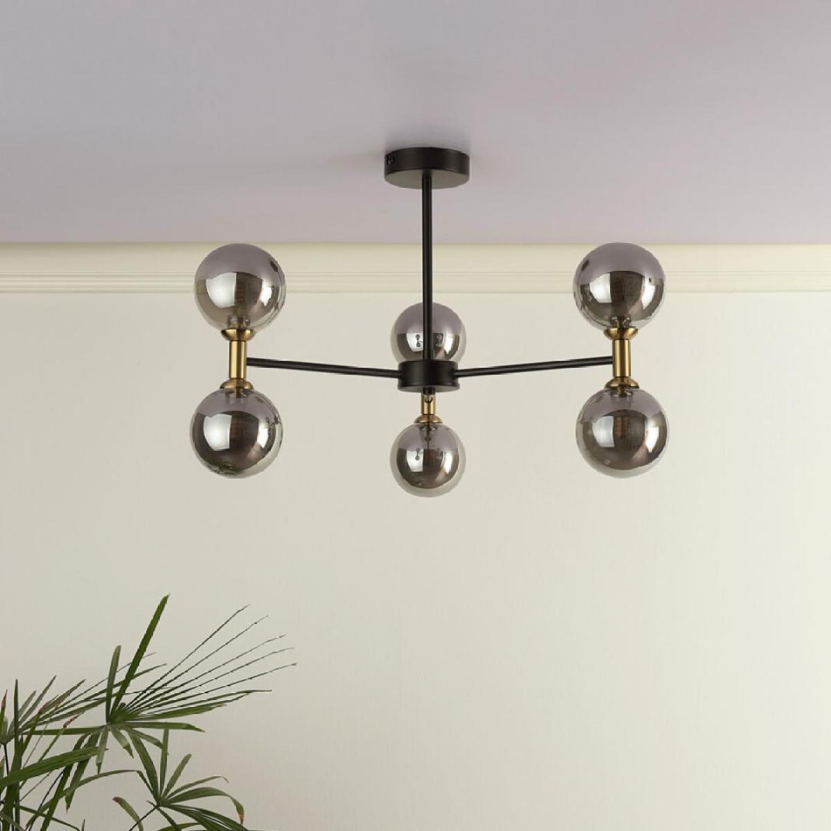 Loxley 6 Light Black & Gold Semi Flush Ceiling Light – image 2