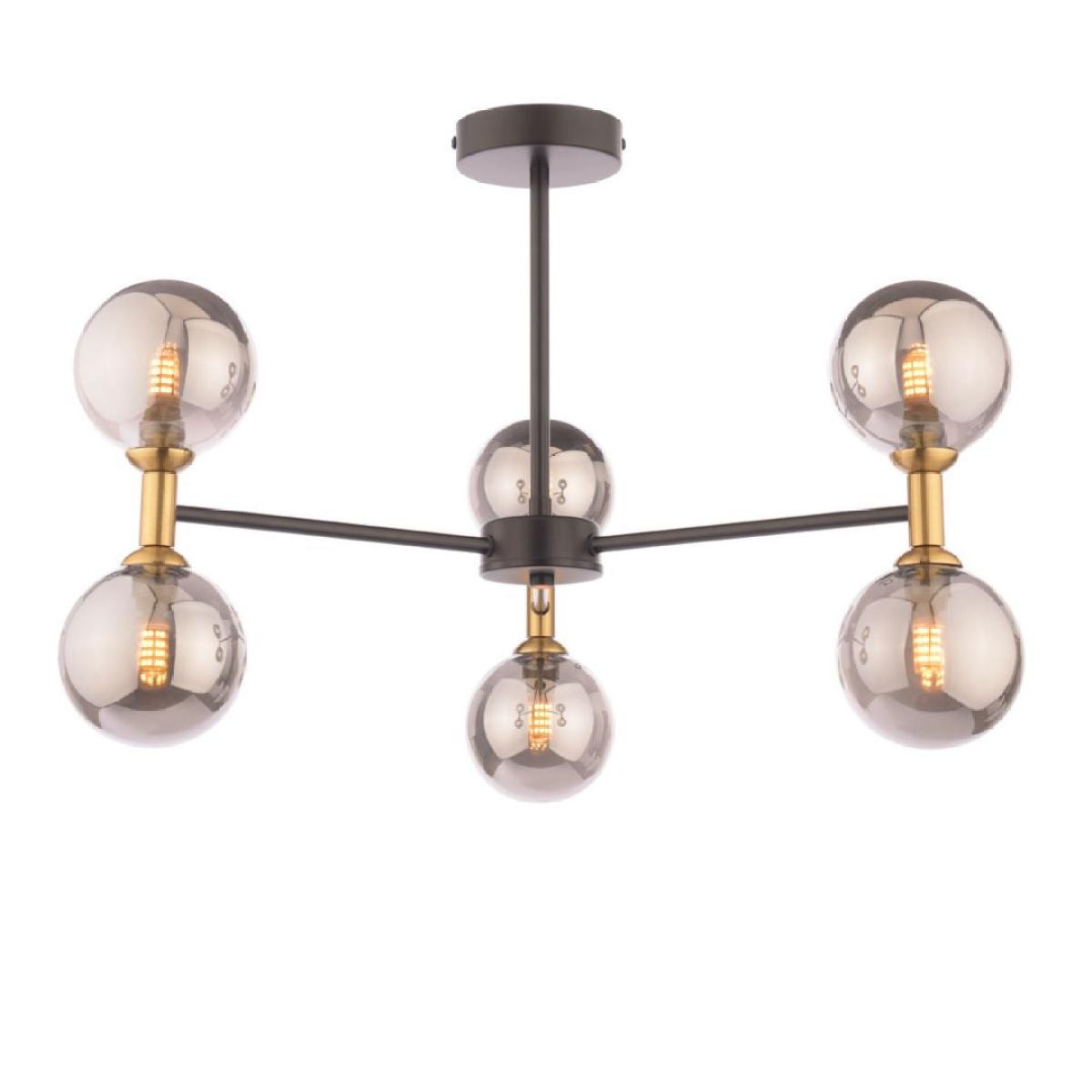 Loxley 6 Light Black & Gold Semi Flush Ceiling Light – image 3